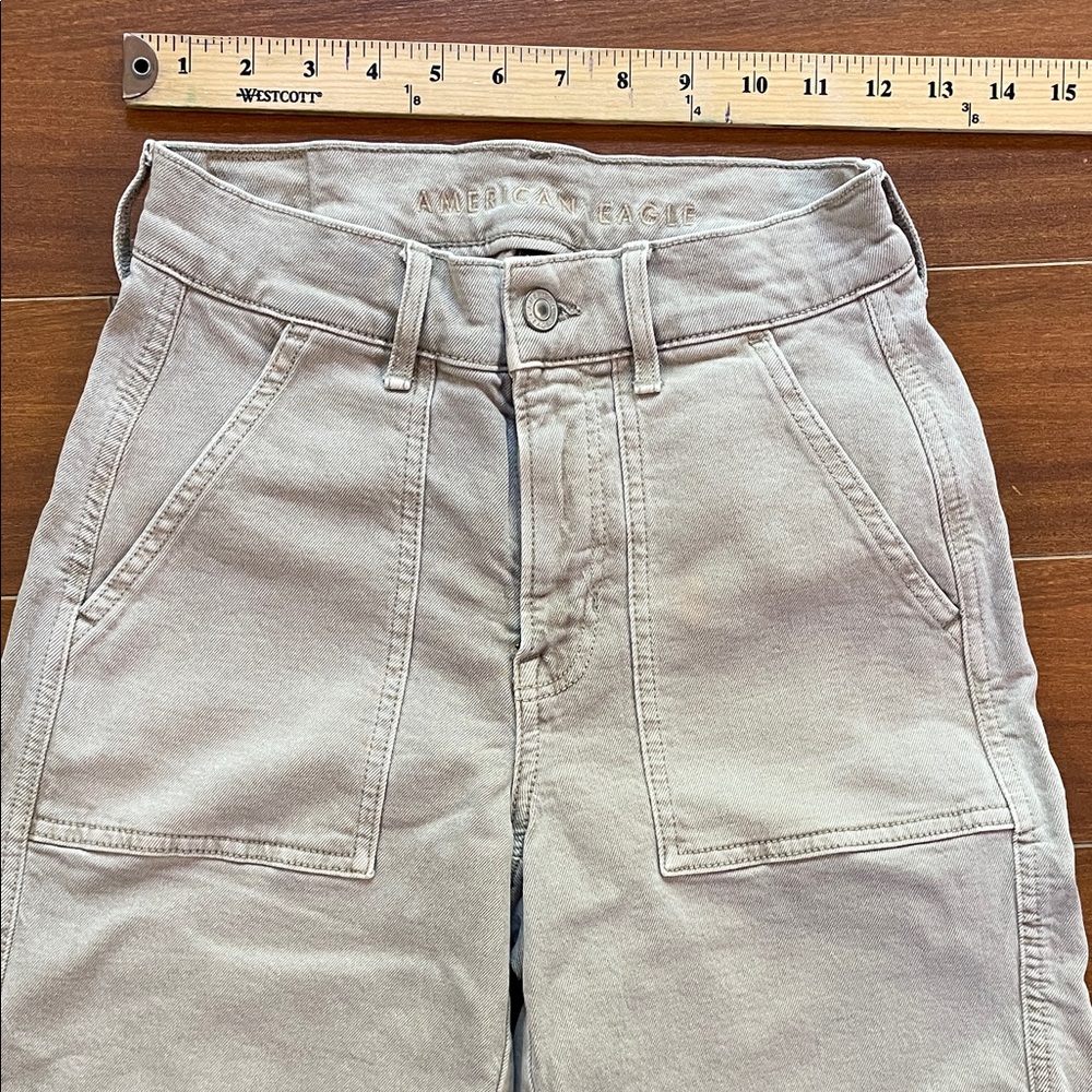 American Eagle Outfitters Women's Tan High Rise Cargo Jeans
